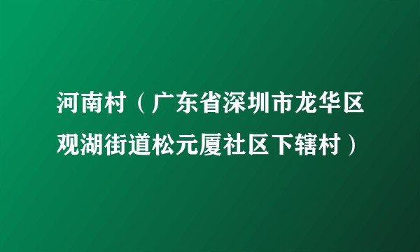 河南村（广东省深圳市龙华区观湖街道松元厦社区下辖村）
