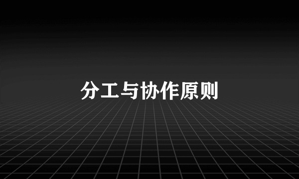 分工与协作原则