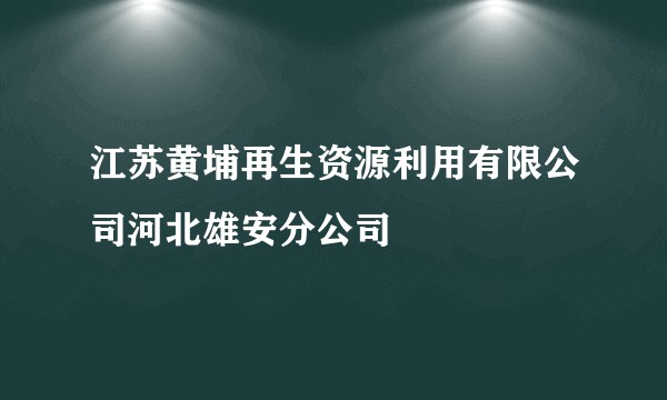 江苏黄埔再生资源利用有限公司河北雄安分公司