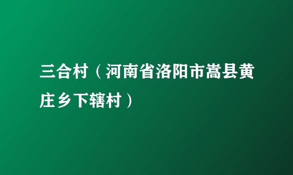 三合村（河南省洛阳市嵩县黄庄乡下辖村）