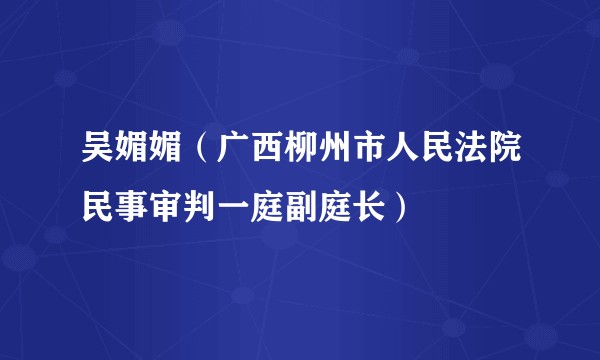 吴媚媚（广西柳州市人民法院民事审判一庭副庭长）