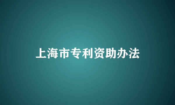 上海市专利资助办法