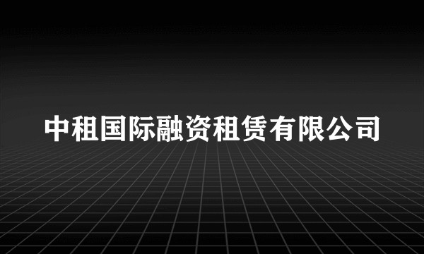 中租国际融资租赁有限公司