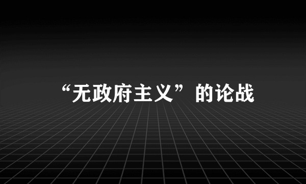 “无政府主义”的论战
