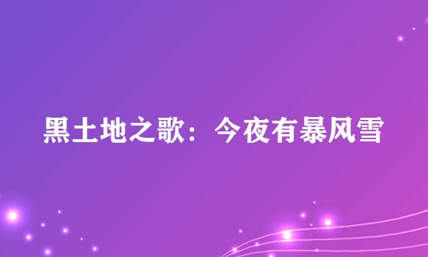 黑土地之歌：今夜有暴风雪