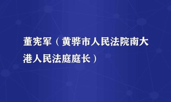 董宪军（黄骅市人民法院南大港人民法庭庭长）