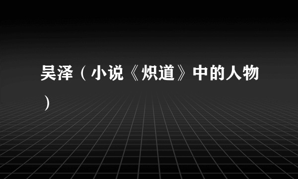 吴泽（小说《炽道》中的人物）