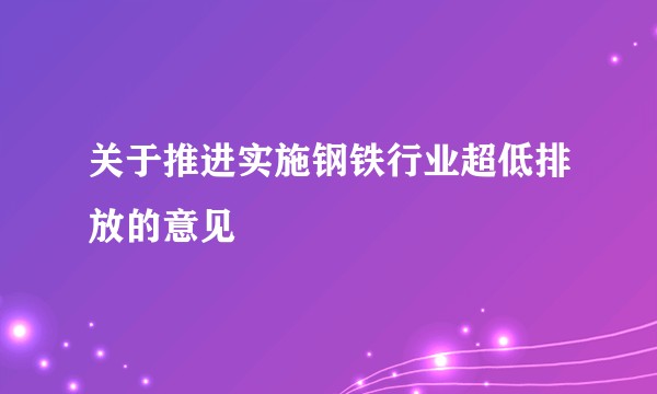 关于推进实施钢铁行业超低排放的意见