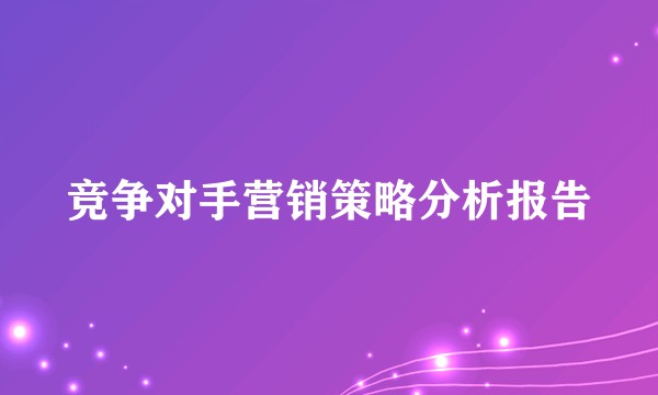 竞争对手营销策略分析报告