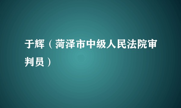 于辉（菏泽市中级人民法院审判员）