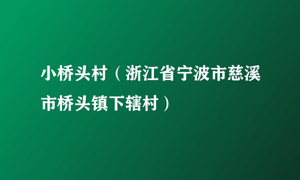 小桥头村（浙江省宁波市慈溪市桥头镇下辖村）
