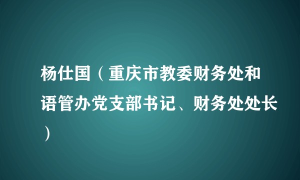 杨仕国（重庆市教委财务处和语管办党支部书记、财务处处长）