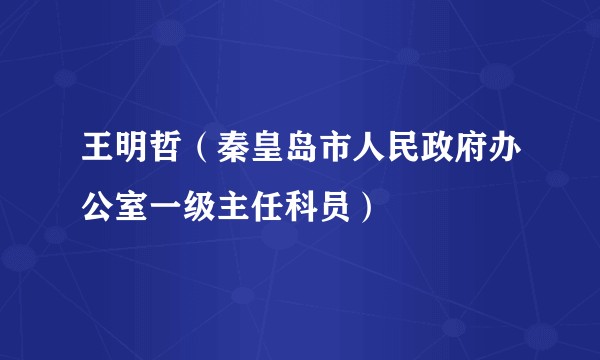 王明哲（秦皇岛市人民政府办公室一级主任科员）