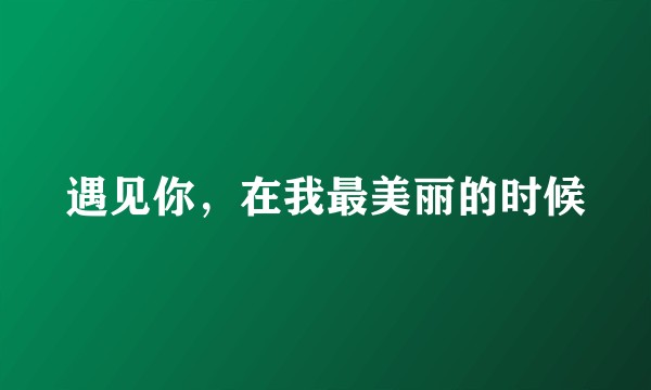 遇见你，在我最美丽的时候