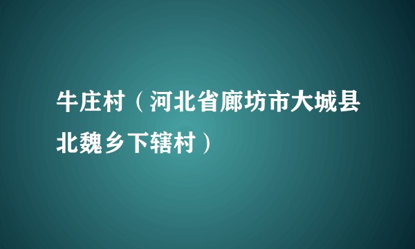 牛庄村（河北省廊坊市大城县北魏乡下辖村）