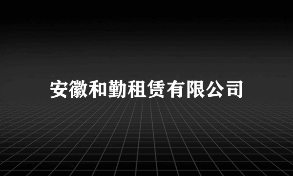 安徽和勤租赁有限公司