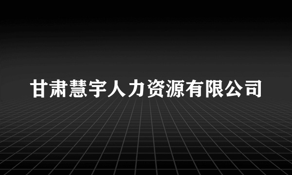甘肃慧宇人力资源有限公司