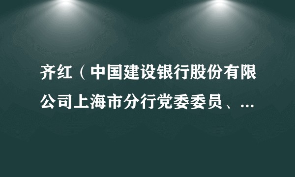 齐红(中国建设银行股份有限公司上海市分行党委委员、副行长)