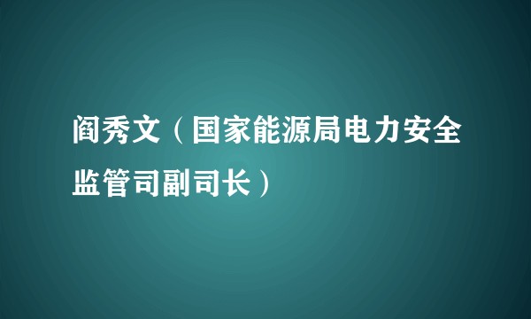 阎秀文（国家能源局电力安全监管司副司长）