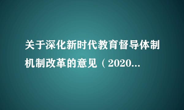 关于深化新时代教育督导体制机制改革的意见（2020年中共中央、国务院办公厅发布的意见）