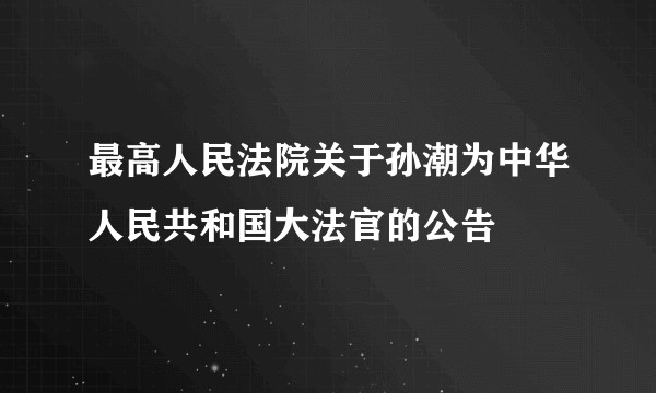 最高人民法院关于孙潮为中华人民共和国大法官的公告