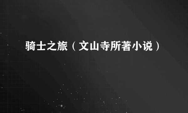 骑士之旅（文山寺所著小说）