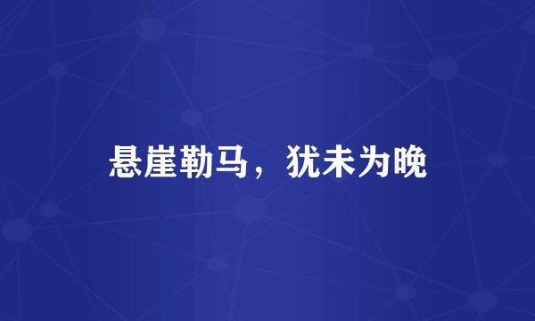 悬崖勒马，犹未为晚