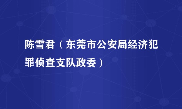 陈雪君（东莞市公安局经济犯罪侦查支队政委）