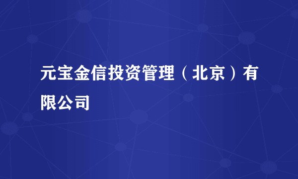 元宝金信投资管理（北京）有限公司