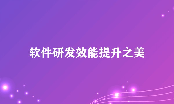 软件研发效能提升之美