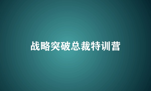 战略突破总裁特训营
