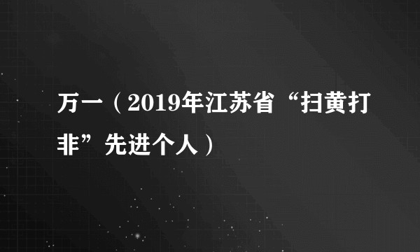 万一（2019年江苏省“扫黄打非”先进个人）