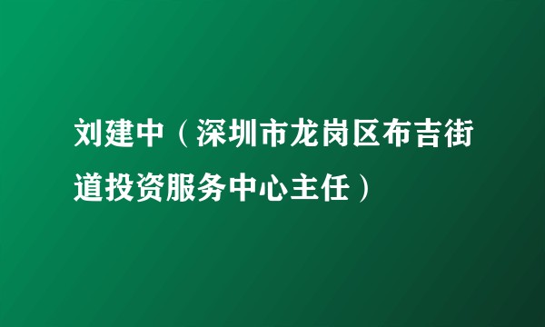 刘建中（深圳市龙岗区布吉街道投资服务中心主任）