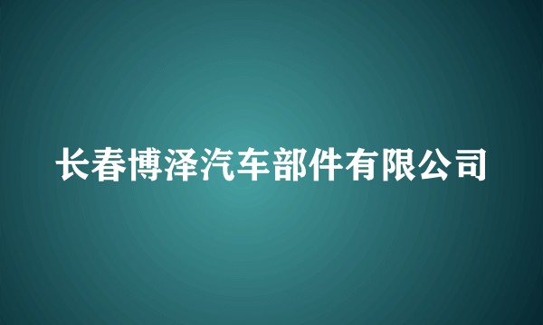 长春博泽汽车部件有限公司