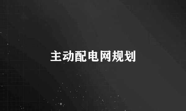 主动配电网规划