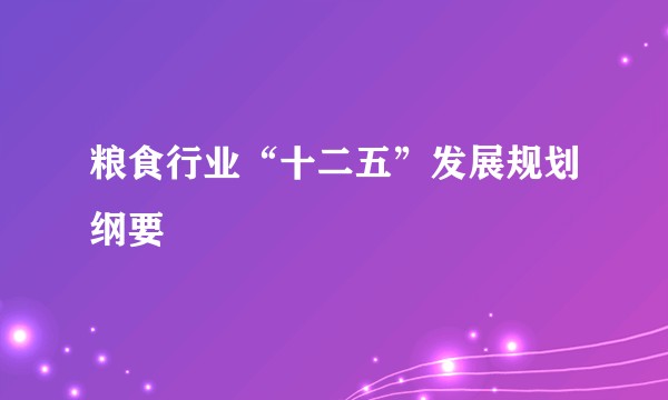 粮食行业“十二五”发展规划纲要