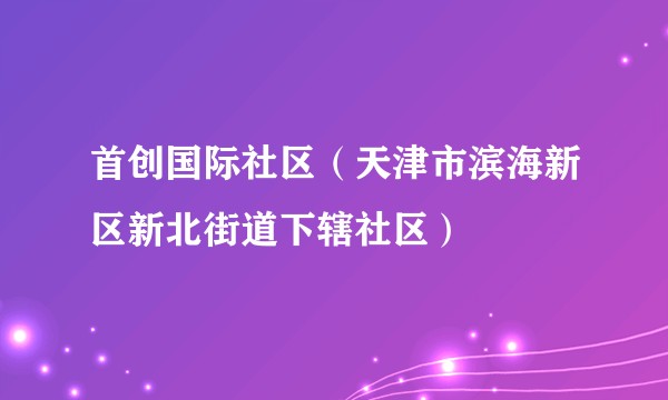 首创国际社区（天津市滨海新区新北街道下辖社区）