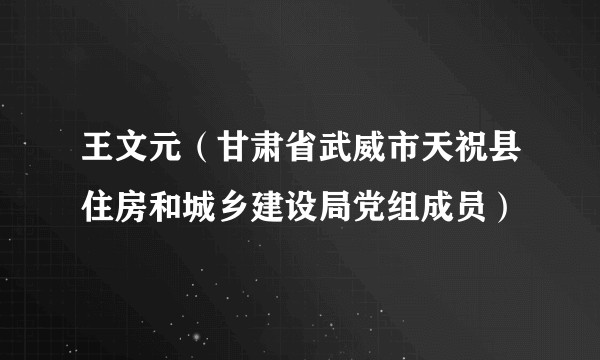 王文元（甘肃省武威市天祝县住房和城乡建设局党组成员）