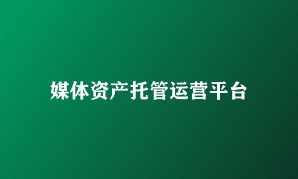 媒体资产托管运营平台