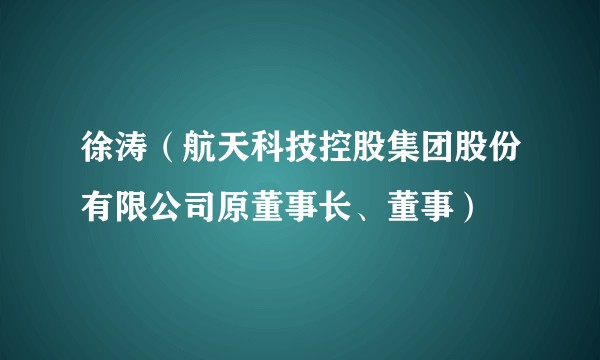 徐涛(航天科技控股集团股份有限公司原董事长、董事)