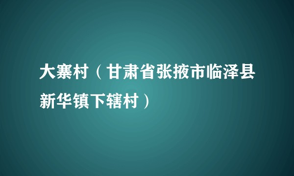 大寨村（甘肃省张掖市临泽县新华镇下辖村）