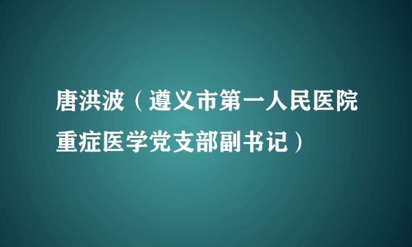 唐洪波（遵义市第一人民医院重症医学党支部副书记）