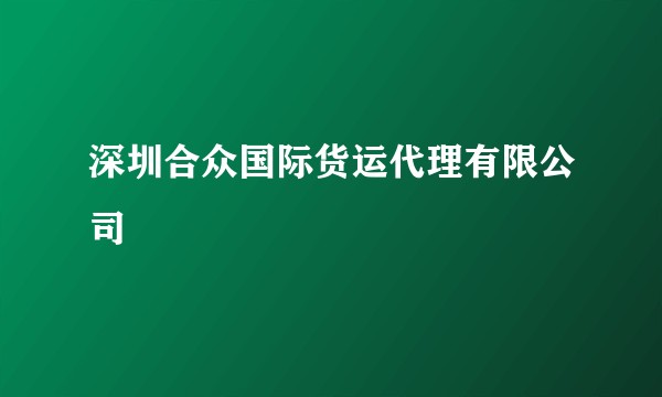 深圳合众国际货运代理有限公司