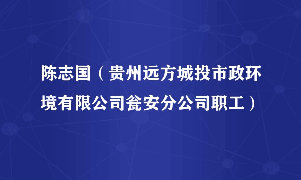 陈志国（贵州远方城投市政环境有限公司瓮安分公司职工）