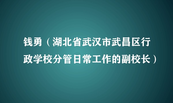 钱勇（湖北省武汉市武昌区行政学校分管日常工作的副校长）
