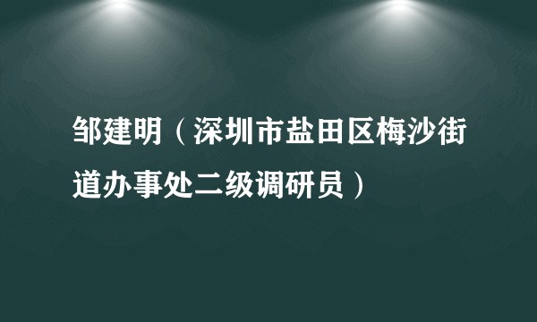 邹建明（深圳市盐田区梅沙街道办事处二级调研员）