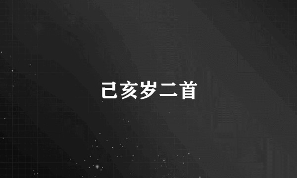 己亥岁二首