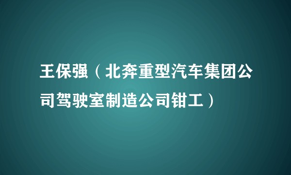 王保强（北奔重型汽车集团公司驾驶室制造公司钳工）