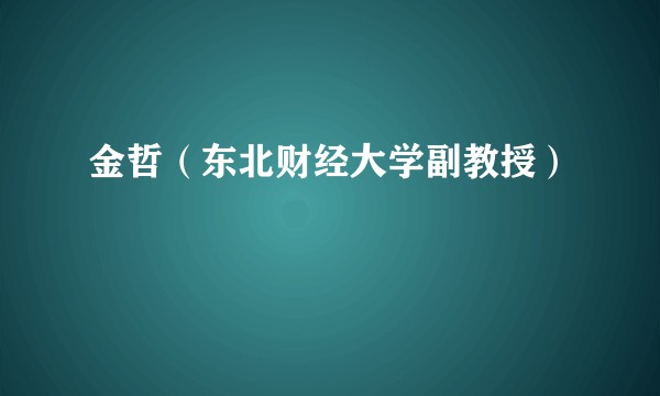 金哲（东北财经大学副教授）