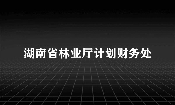 湖南省林业厅计划财务处